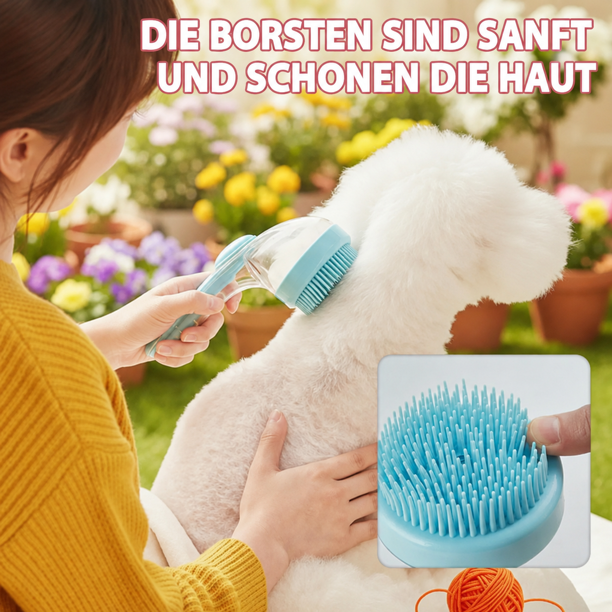 2-in-1 Hundebürste mit Seifenspender
