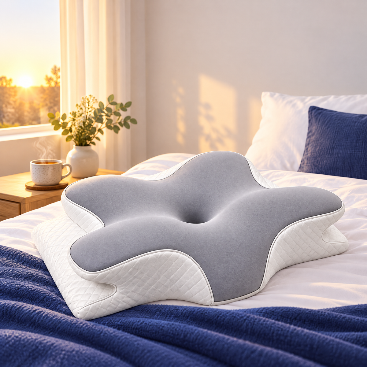 Morgens im Bett mit dem Kissura Butterfly-Kissen